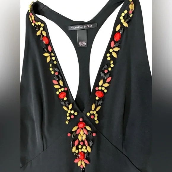 Victoria's Secret Black Maxi Dress with Colorful Embroidery - Picture 2 of 2